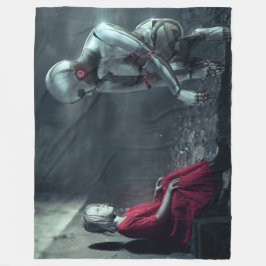 小さな女の子とアンドロイド フリースブランケット