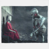 小さな女の子とアンドロイド フリースブランケット (正面(横))