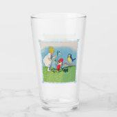 小さな女の子とイースター小妖精や小人ユリ花の鳥 タンブラーグラス (裏面)