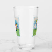 小さな女の子とイースター小妖精や小人ユリ花の鳥 タンブラーグラス (左)