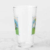 小さな女の子とイースター小妖精や小人ユリ花の鳥 タンブラーグラス (右)