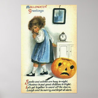 小さな女の子とカボチャ ポスター