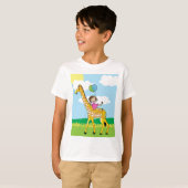小さな女の子とキリン Tシャツ (正面フル)