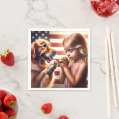 小さな女の子とゴールデン祈レトリバー スタンダードカクテルナプキン (インサイチュ)