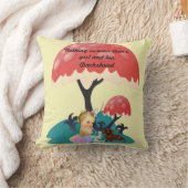 小さな女の子とダシュント装飾用クッション クッション (ブランケット)