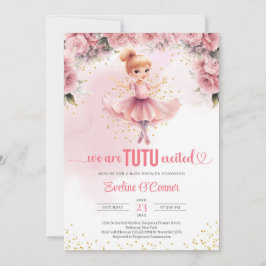 小さな女の子とツチュバレリーナドレスベビーシャワー 招待状