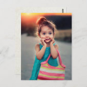 小さな女の子とハンドバストライプのッグ ポストカード (正面/裏面)