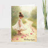 小さな女の子とピンクのハート考えズオブユー カード (正面)