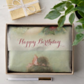 小さな女の子とピンクローズ，誕生日 薄葉紙 (ギフト)