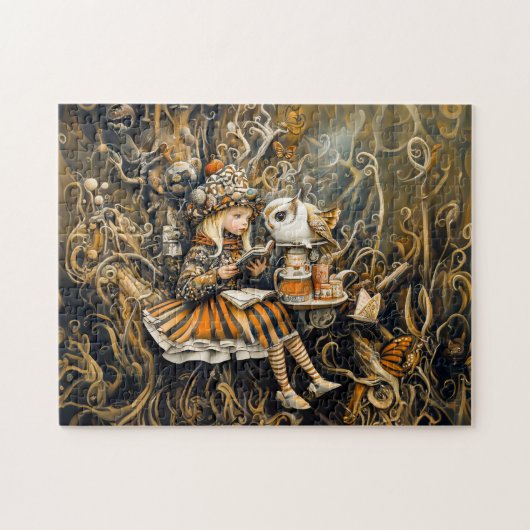 小さな女の子とフクロウ ジグソーパズル (横)