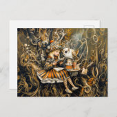 小さな女の子とフクロウ ポストカード (正面/裏面)