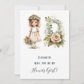 小さな女の子とフローラは私の花の女 招待状 (正面)