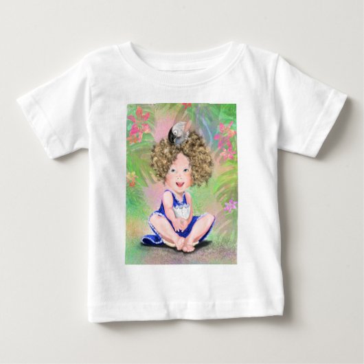 小さな女の子とベビーバードベビーTシャツフレンズ ベビーTシャツ (正面)