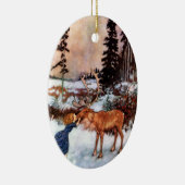 小さな女の子とムース セラミックオーナメント (右)