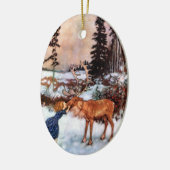 小さな女の子とムース セラミックオーナメント (左)