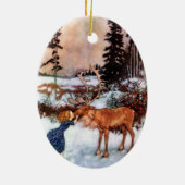 小さな女の子とムース セラミックオーナメント (裏面)