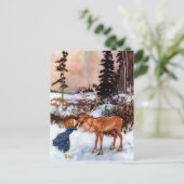 小さな女の子とムース ポストカード (スタンド正面)