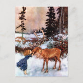 小さな女の子とムース ポストカード (正面)