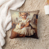 小さな女の子とラビットオンヘイベール クッション (ブランケット)