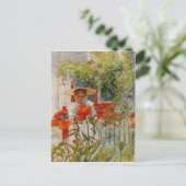 小さな女の子とレッドポピー ポストカード (スタンド正面)