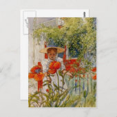 小さな女の子とレッドポピー ポストカード (正面/裏面)