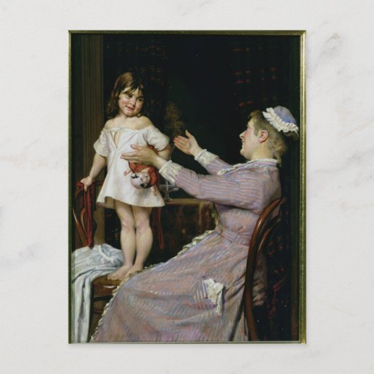 小さな女の子と人形と彼女のナース, 1896 ポストカード (正面)