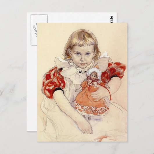 小さな女の子と人形1897 ポストカード (正面/裏面)