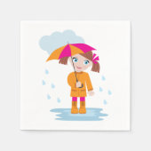 小さな女の子と傘の紙ナプキン スタンダードカクテルナプキン (正面)