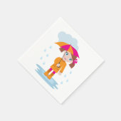 小さな女の子と傘の紙ナプキン スタンダードカクテルナプキン (角)