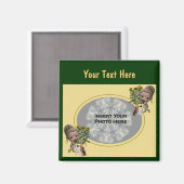 小さな女の子と子犬の写真 マグネット (正面/裏面)