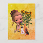 小さな女の子と子犬はがき ポストカード (正面)