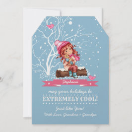 小さな女の子と子猫 |クリスマス名前をカスタムする シーズンカード