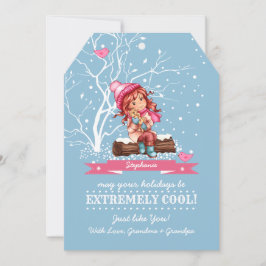 小さな女の子と子猫 |クリスマス名前をカスタムする シーズンカード