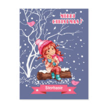 小さな女の子と子猫 |クリスマス名前をカスタムする