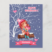 小さな女の子と子猫 |クリスマス名前をカスタムする シーズンポストカード (正面)