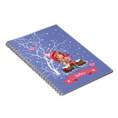 小さな女の子と子猫、名前をカスタムするクリスマスプレゼント ノートブック (右側)