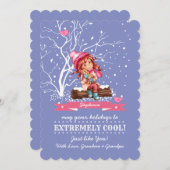 小さな女の子と子猫 |名前をカスタムする シーズンカード (正面/裏面)