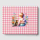 小さな女の子と子猫 |水彩赤ちゃんシャワー ゲストブック (裏面)