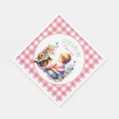 小さな女の子と子猫 |水彩赤ちゃんシャワー スタンダードランチョンナプキン (角)