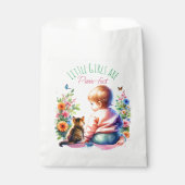 小さな女の子と子猫 |水彩赤ちゃんシャワー フェイバーバッグ (正面)