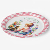 小さな女の子と子猫 |水彩赤ちゃんシャワー ペーパープレート (アングル)