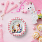 小さな女の子と子猫 |水彩赤ちゃんシャワー ペーパーボウル (パーティー)