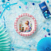 小さな女の子と子猫 |水彩赤ちゃんシャワー ペーパーボウル (パーティー)