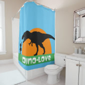 小さな女の子と恐竜 シャワーカーテン (インサイチュ)