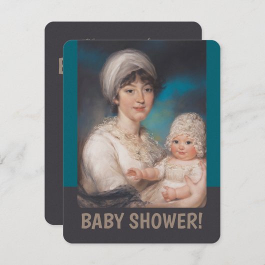 小さな女の子と母CC0981赤ちゃんシャワー招待状 招待状 (正面/裏面)