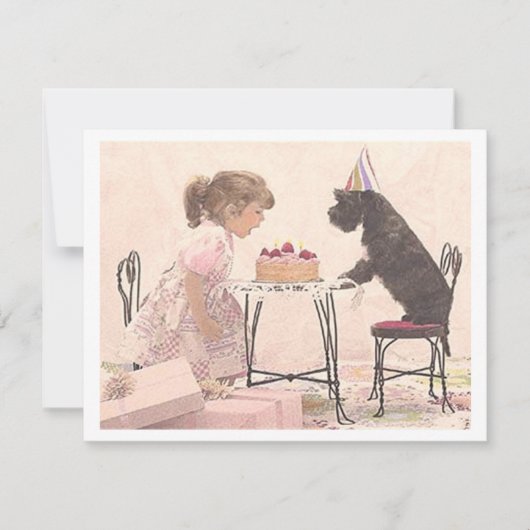 小さな女の子と犬の校正 招待状 (正面)