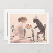 小さな女の子と犬の校正 招待状 (正面/裏面)