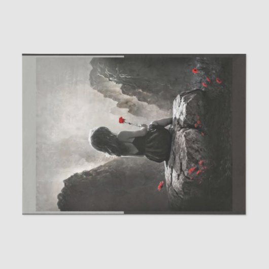 小さな女の子と花。美しい救数 薄葉紙 (正面)