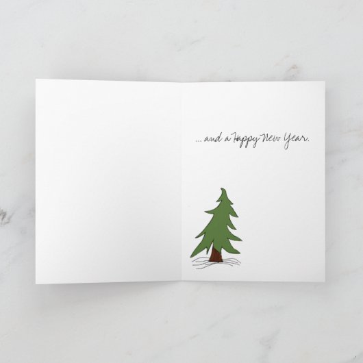 小さな女の子と雪だるまクリスマスカード シーズンカード (内部)