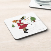 小さな女の子と雪だるまコースター コースター (左側)